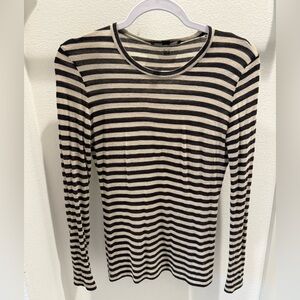 MaxMara weekend Black and Cream Striped wool Long Sleeve Tee